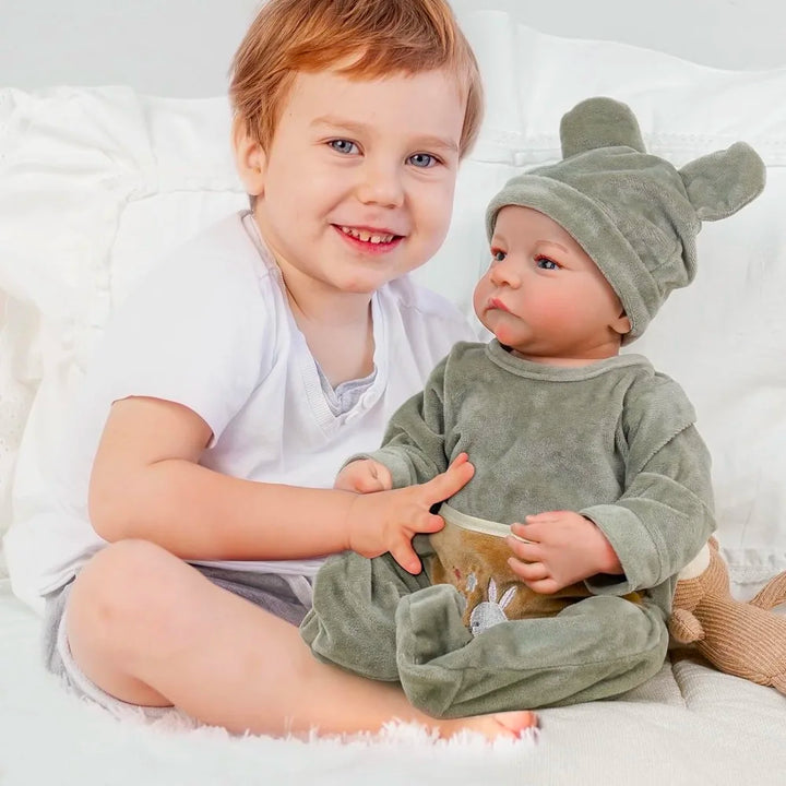 46 cm Levi Finished Reborn Baby Doll – Awake Open Blue Eyes, 3D Painted Skin & Veins