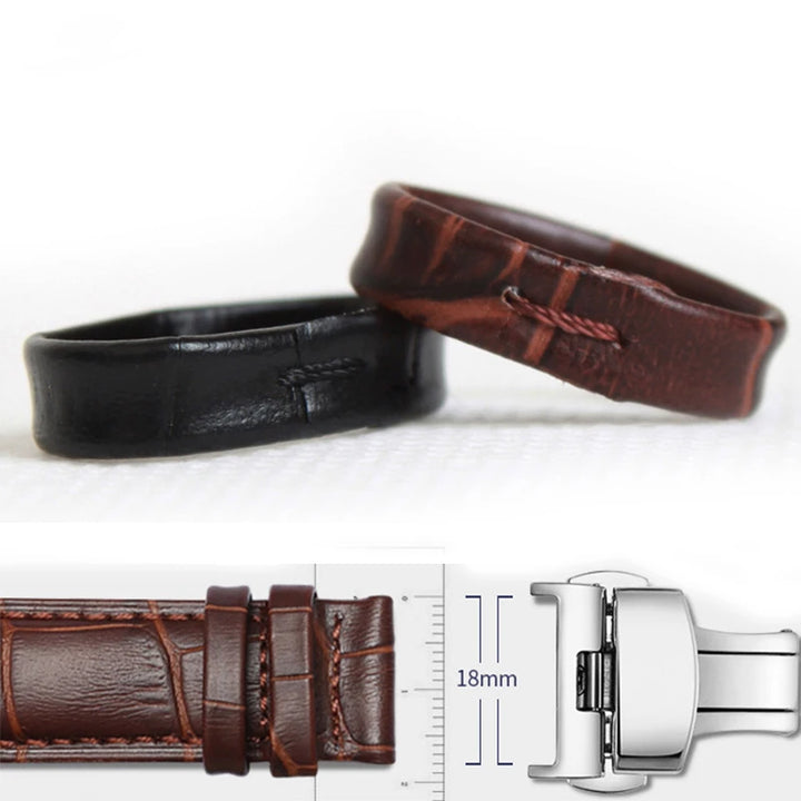 2‑Piece Leather Watch Band Keeper Loops – 14–24mm, Black & Brown