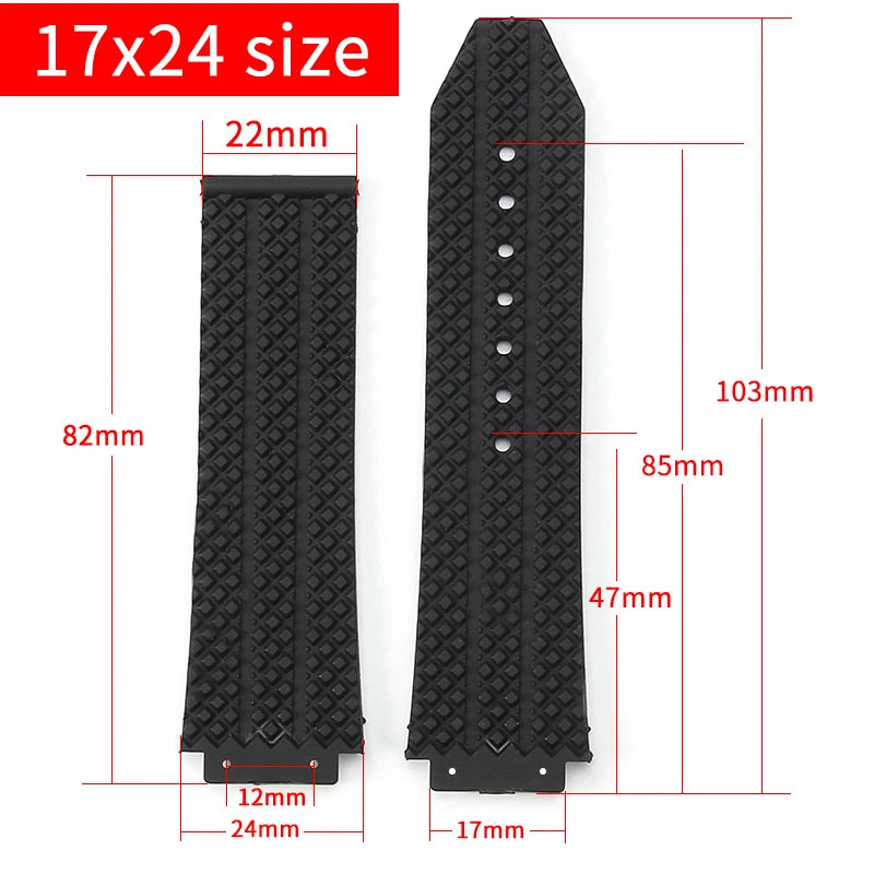 Silicone Rubber Watch Strap for Hublot (26×19mm, 24×17mm)