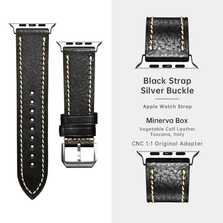 2023New Apple Watch Strap Ultra 2 49mm Series 9 8 7 6 SE 45mm 44mm 41mm 40mm Vegetable Calf Leather Bands For Apple Watch