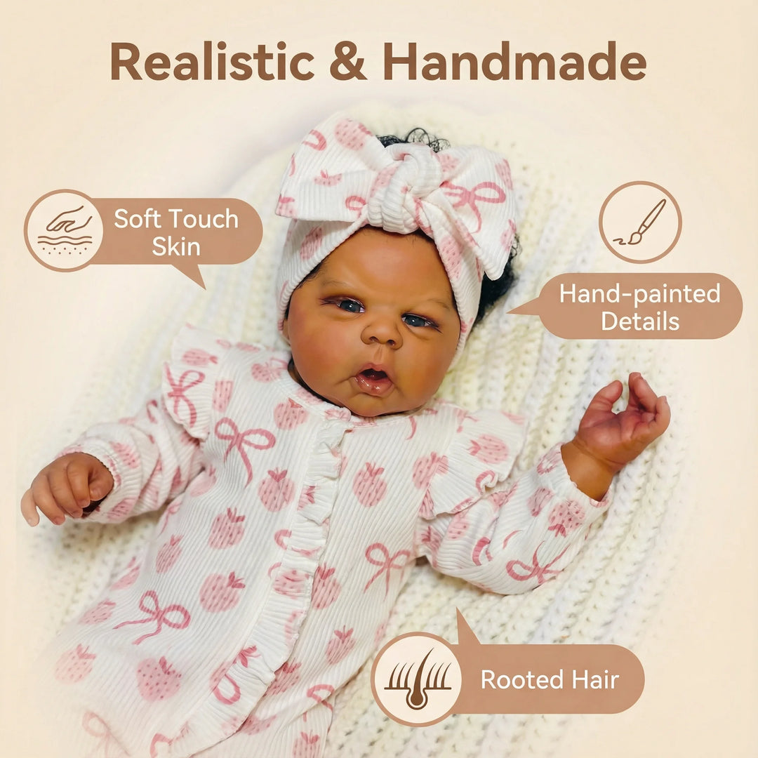 NPK 22inch Dark Brown Skin Rooted Hair Reborn Toddler Doll Hand Painted High Quality Collectible Art Doll Gounchi