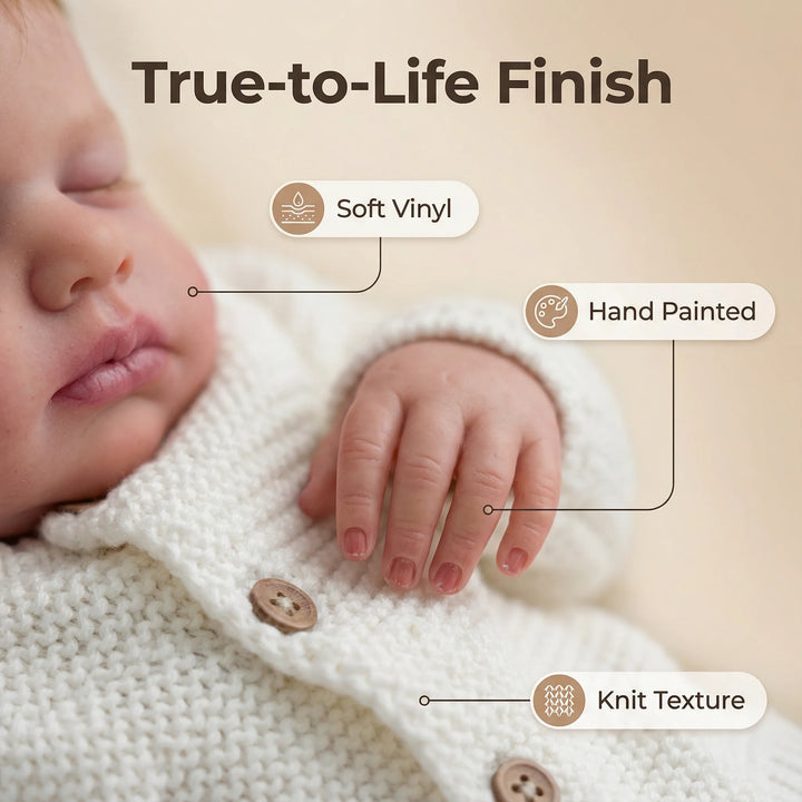 NPK 49CM Loulou Asleep Newborn Baby Doll - Soft Body Lifelike 3D Skin Visible Veins High Quality Handmade Doll for Collectors