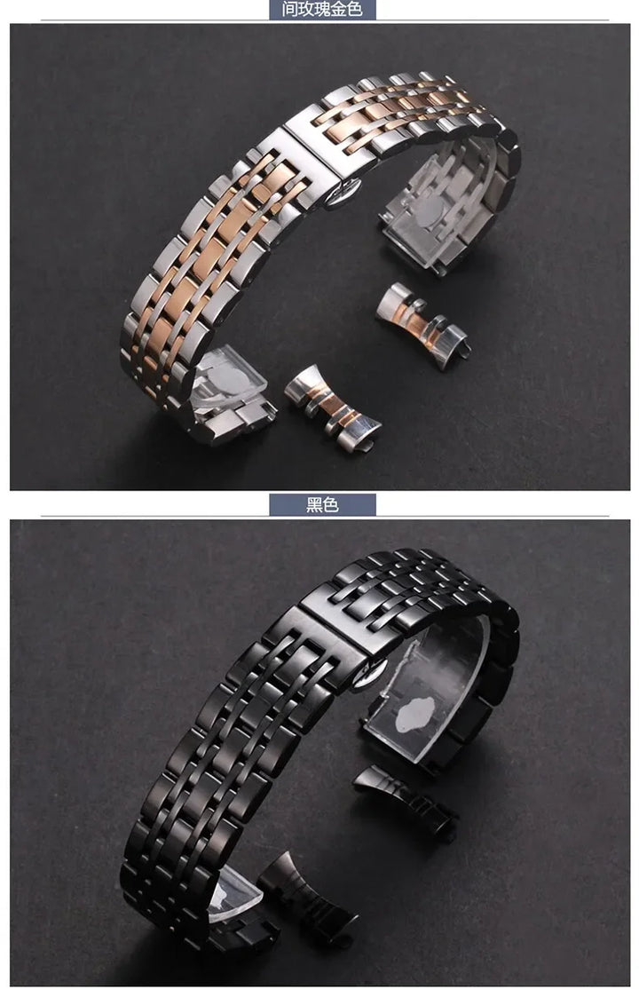 Solid Stainless Steel Watch Band 16–24mm with Butterfly Buckle for TISSOT,