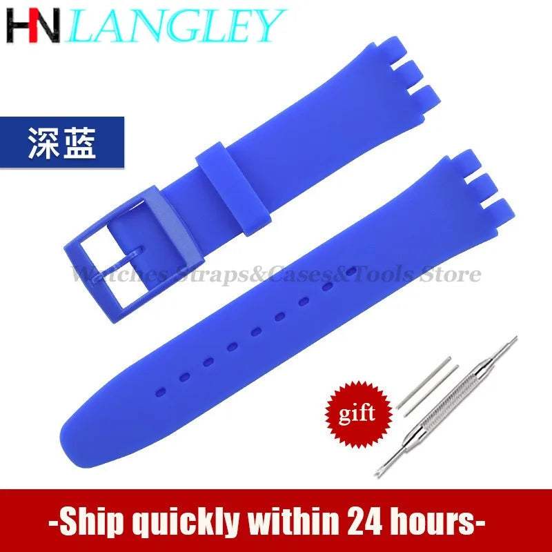 Soft Silicone Watch Strap – 16/17/19/20mm, Colorful Replacement with Tools