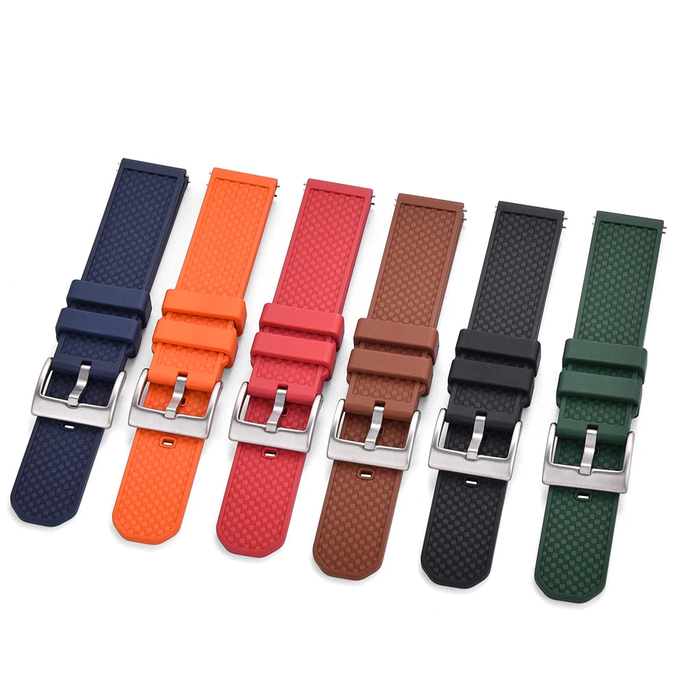 Premium Grade FPM/FKM Watch Strap 18mm 20mm 22mm New Design Fluoro Rubber Watchbands Quick Release For Each Brand Smart Watches
