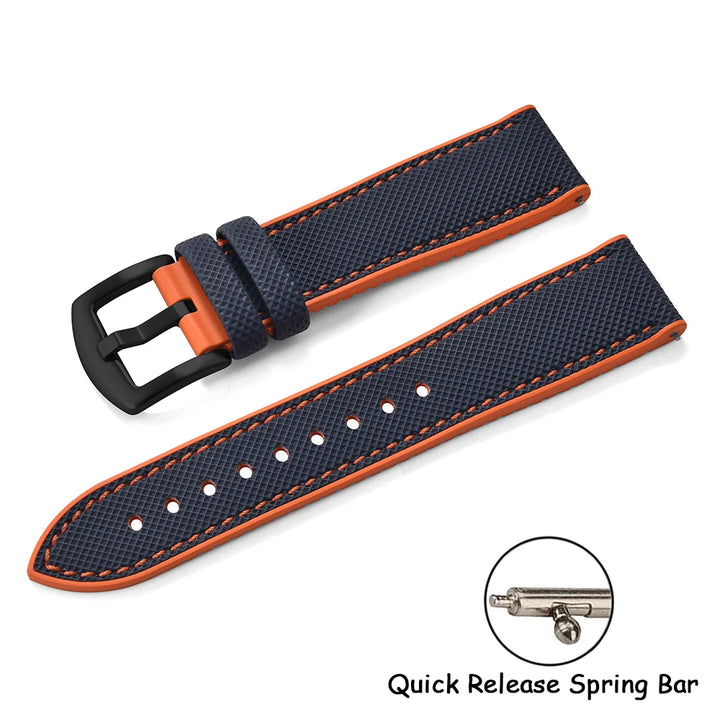 18/20/22/24mm Universal FKM Rubber Strap Waterproof Quick Release Sailcloth Leatehr Watch Band For Longines Seiko Omega IWC Belt