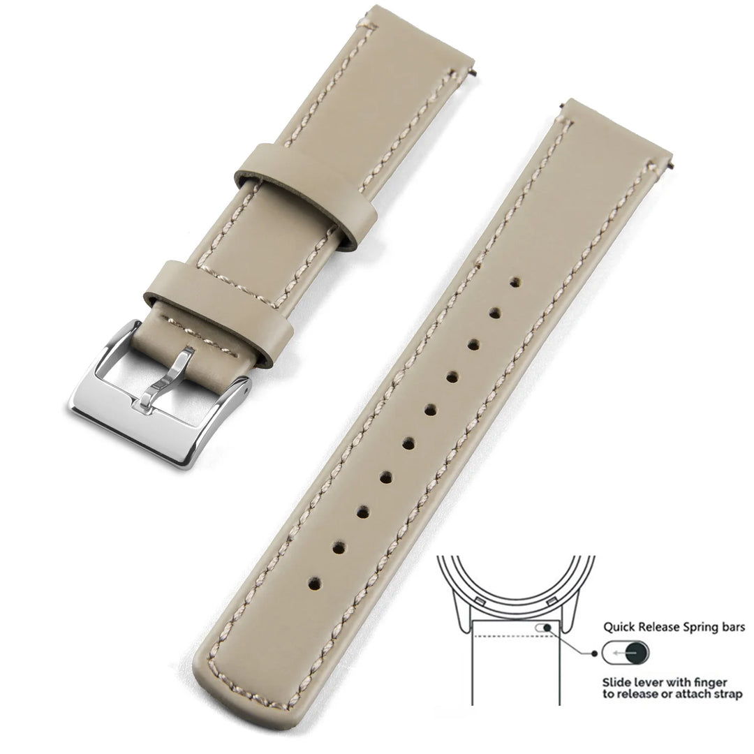 Top Grain Genuine Leather Quick Release Watch Band 20–22mm for Samsung Galaxy Watch