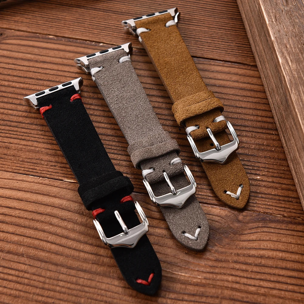 Suede Leather Strap for Apple Watch Band 49mm 44mm 41mm 42mm 38mm 46mm Bracelet Men Women iWatch Ultra Series 2 10 9 8 7 SE 5 4