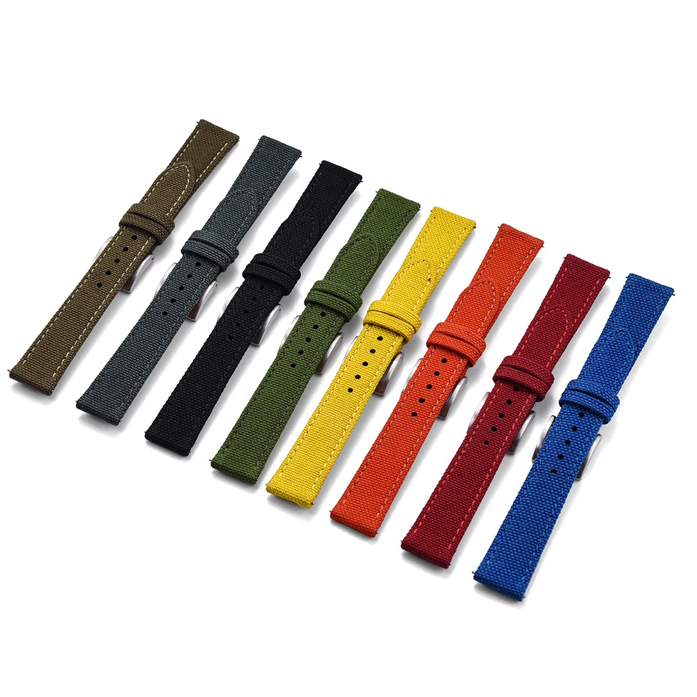 Sailcloth Leather Watch Strap – 18-22mm Quick Release