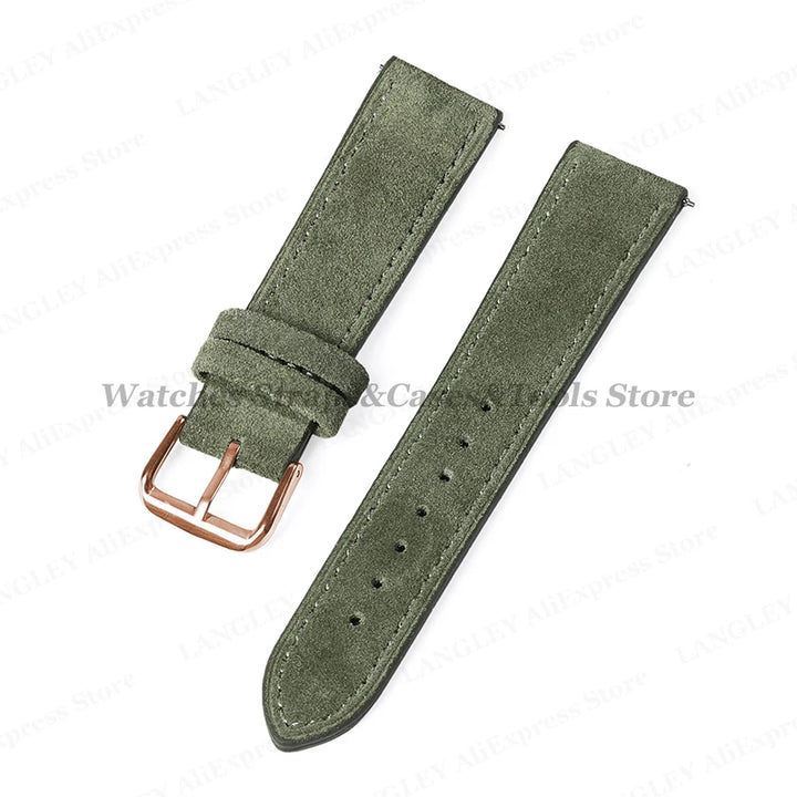 Vintage Suede Leather Watch Strap – 18/20/22mm, Quick Release