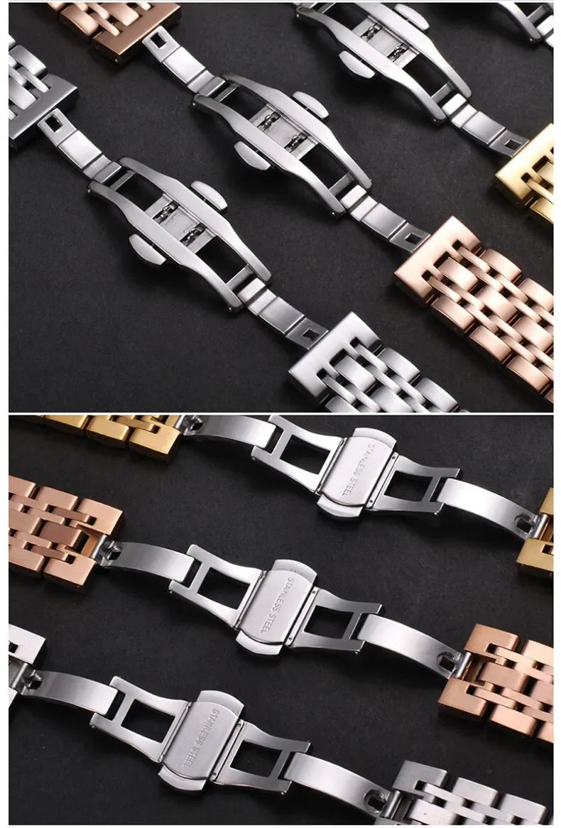 Solid Stainless Steel Watch Band 16–24mm with Butterfly Buckle for TISSOT,