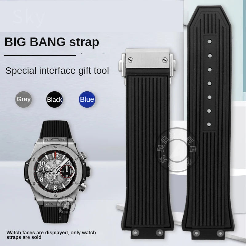Soft Silicone Watch Band 27×17mm for Hublot Big Bang (Waterproof, Steel