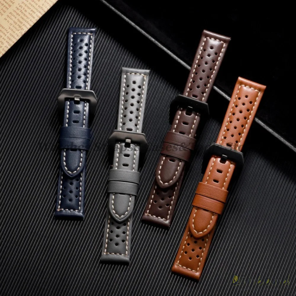 Handmade Cowhide Breathable Leather Watch Band 18mm 20mm 22mm 24mm 26mm for Panerai for Omega Men's Strap Watchband Accessories