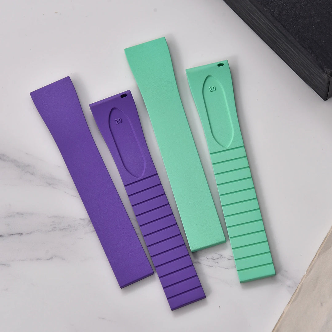 NATOBELT CTS FKM Rubber Watch Band Strap 16mm 18mm 19mm 20mm 21mm 22mm Quick Release Butterfly Cut-to-Size Sweatproof Waterproof