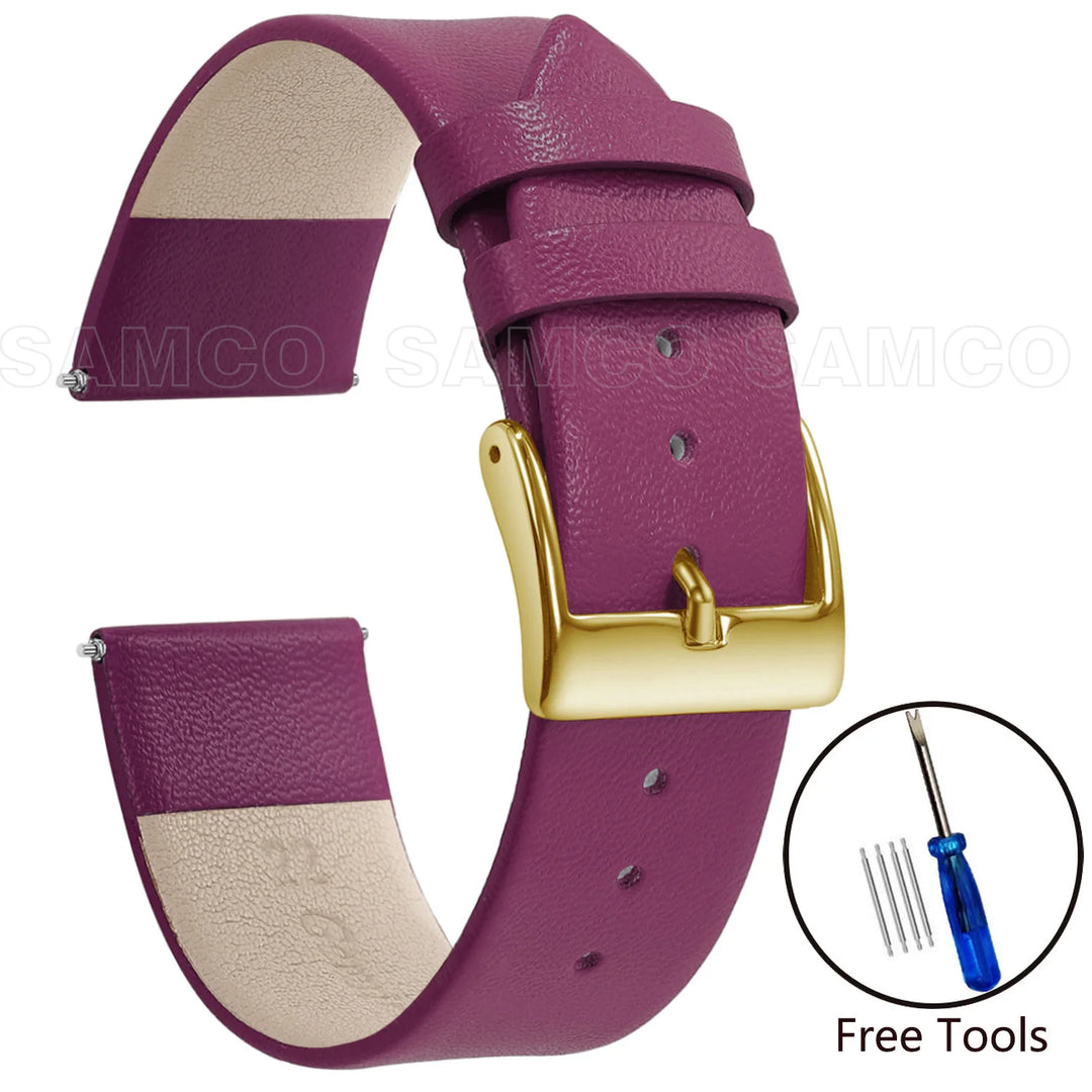 Minimalist Leather Watch Strap 12–22mm