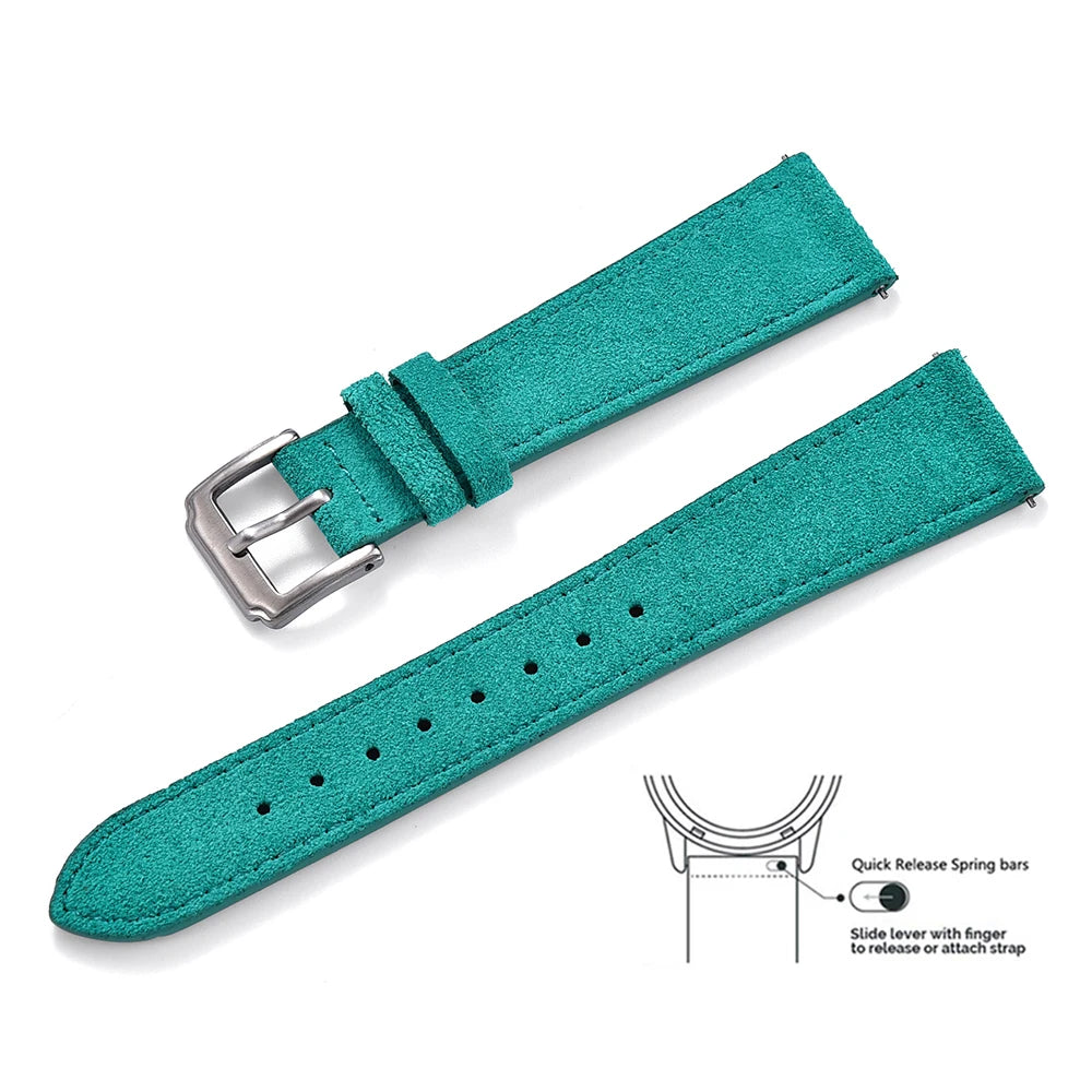 Premium Grade Quick Release Suede Leather Watch Strap Vintage Classic Leather Watchbands 18mm 19mm 20mm 22mm