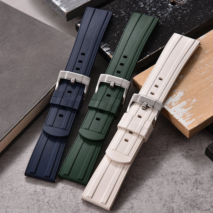 Original New Design Frosted Grain HNBR Rubber Watch Strap 20mm 22mm Locking Feature Quick Release Diving OSAND Rubber Watch Band