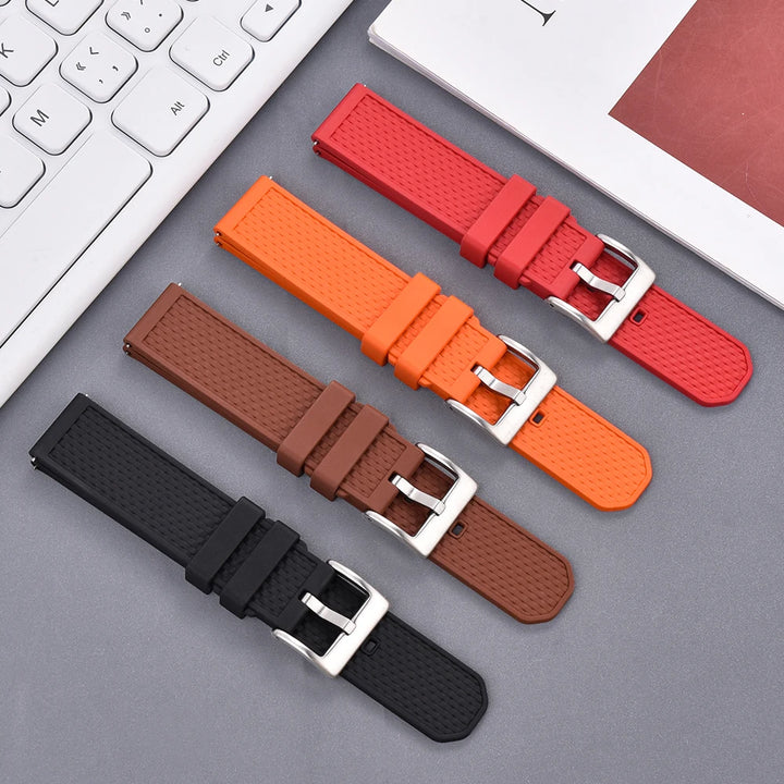 Premium Grade FPM/FKM Watch Strap 18mm 20mm 22mm New Design Fluoro Rubber Watchbands Quick Release For Each Brand Smart Watches
