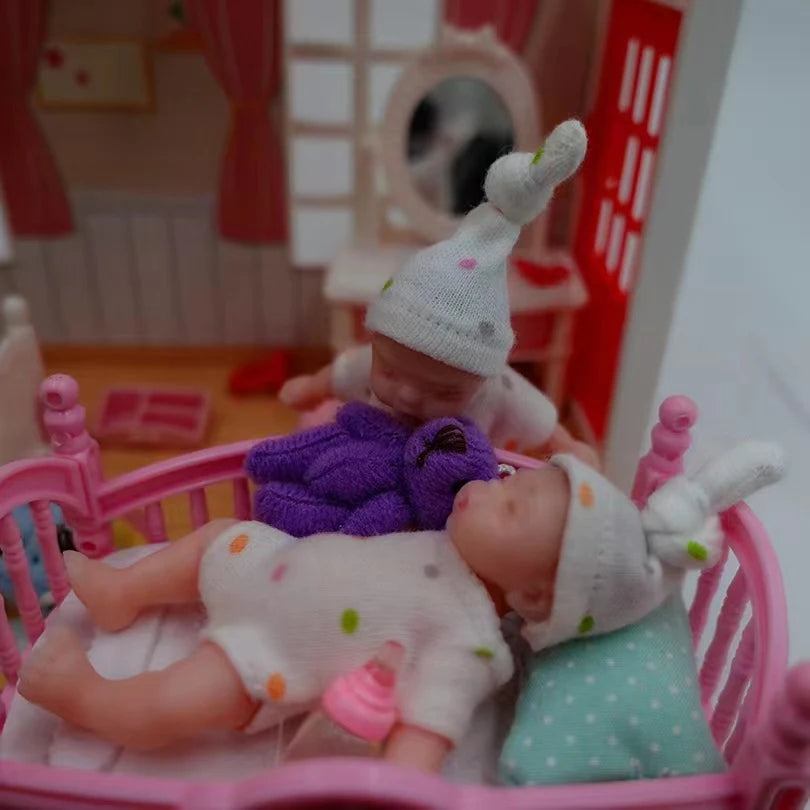 8 cm Mini Silicone Bebe Reborn Girl + 2 Outfits