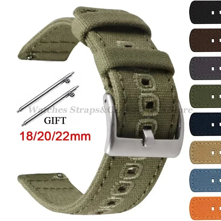 Braided Canvas Watch Strap 18–22mm