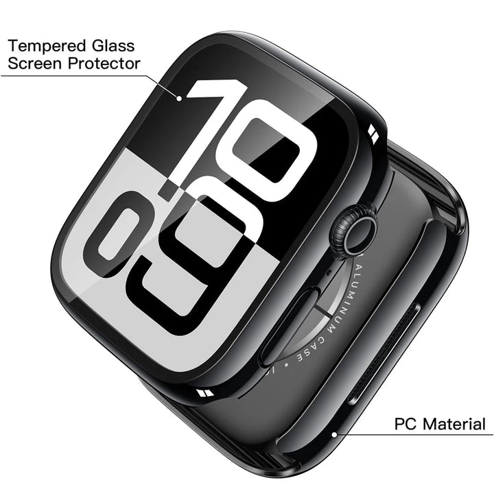 Screen Protector For Apple Watch Case Series 11 10 9 SE 8 7 6 5 46mm 42mm 45mm 44mm 40 41 PC Bumper+Tempered Glass iWatch Cover