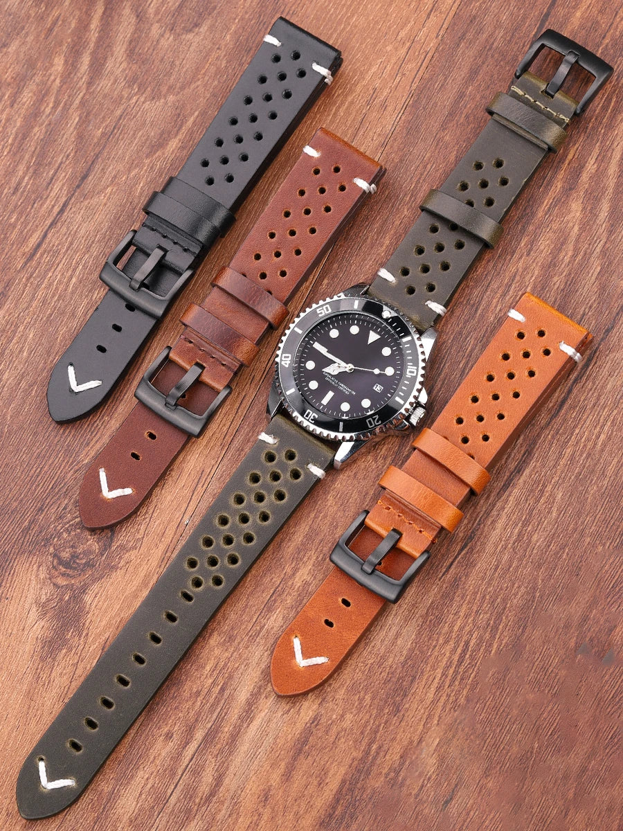 Vintage Oil Wax Leather Watch Strap for Samsung Galaxy Watch 3/4