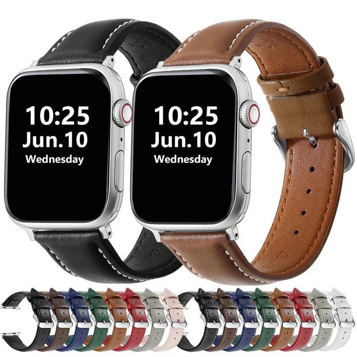 Genuine Leather Apple Watch Band 40–49mm for iWatch Series 3–8 & Ultra
