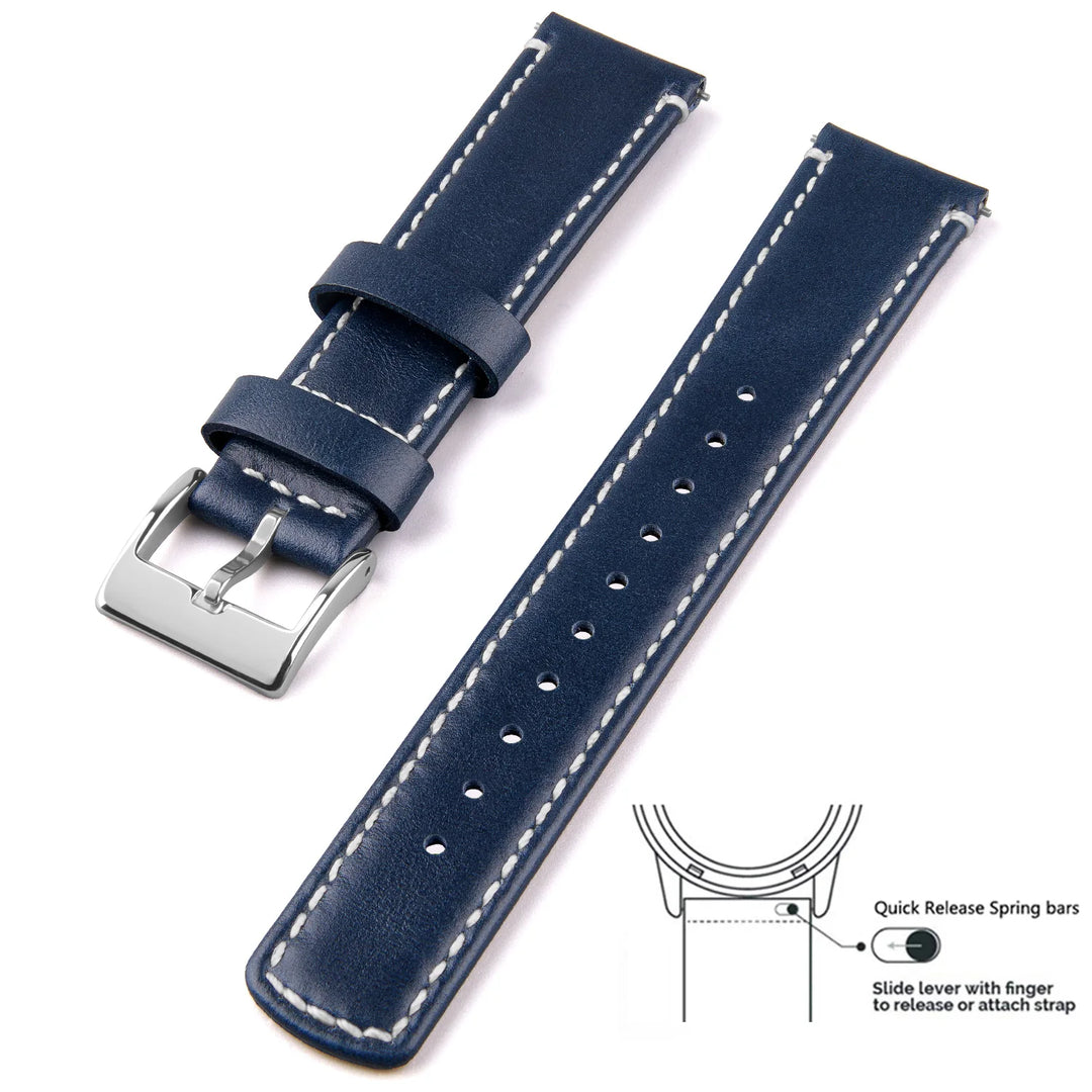 Genuine Top Grain Leather Quick Release Watch Band 20–22mm for Samsung Galaxy Watch