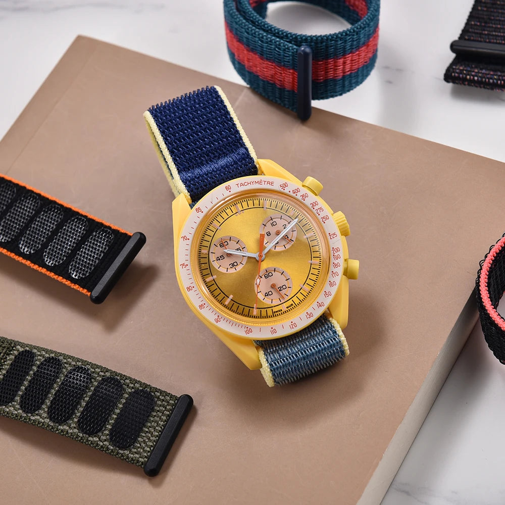 NATOBELT Hook Loop Adjustable For Comfort Delugs Nylon Sailcloth Strap Elastic Watch Strap 20mm 22mm Quick Release Watchbands