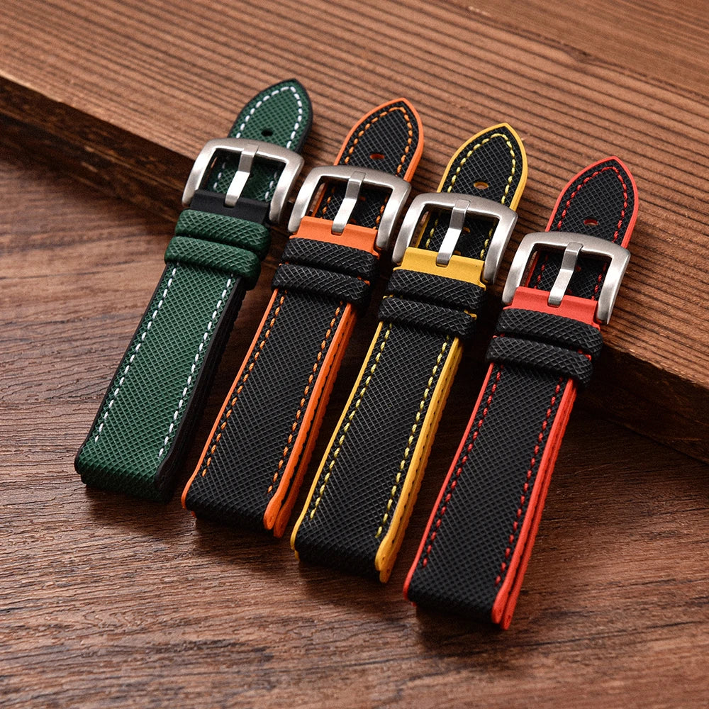 Premium Grade Hybrid FKM Nylon Watch Strap 18mm 20mm 22mm 24mm Fluoro Rubber Watchbands For Each Brand Diving Watches