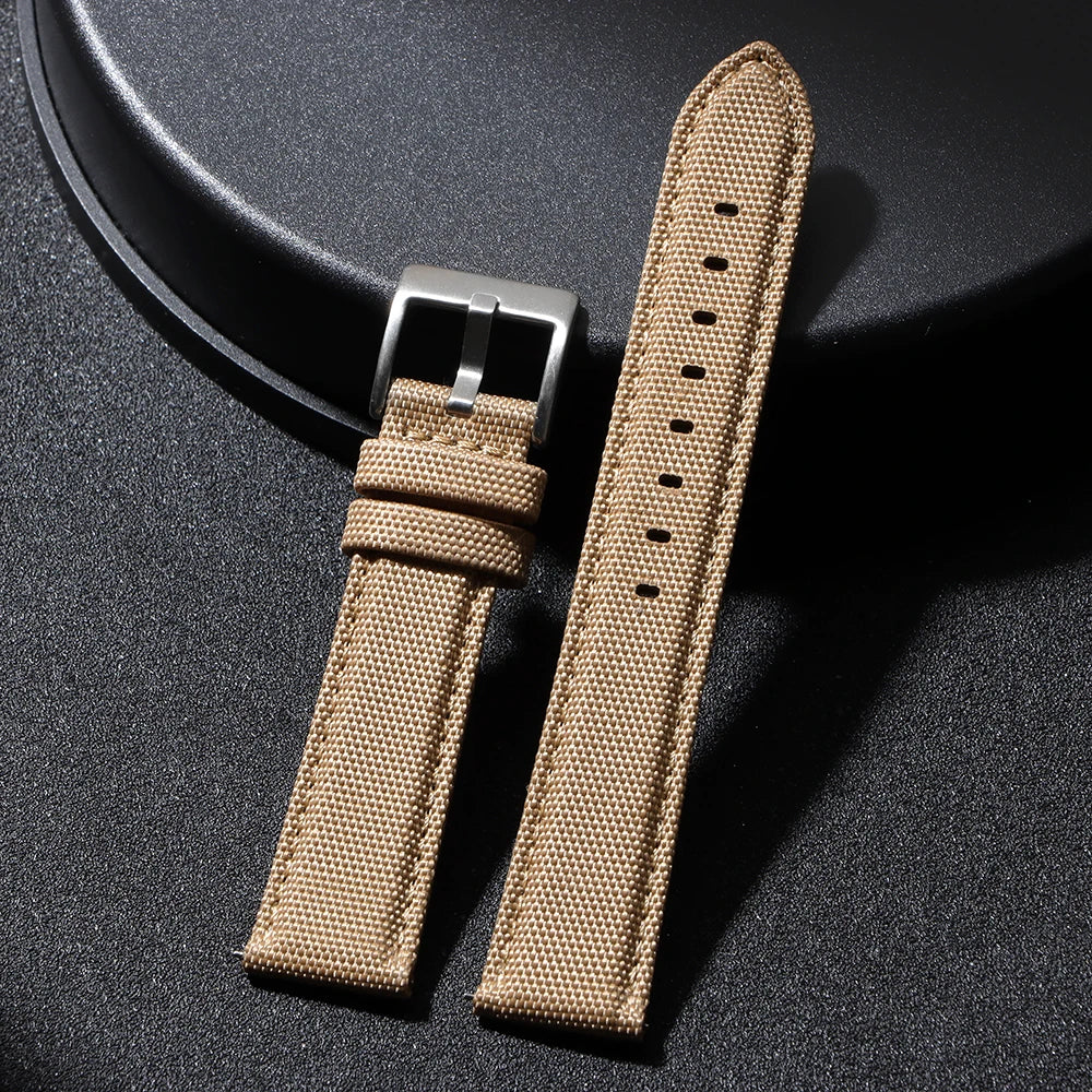 Nylon & Leather Hybrid Watch Strap (20/22mm, Quick Release)