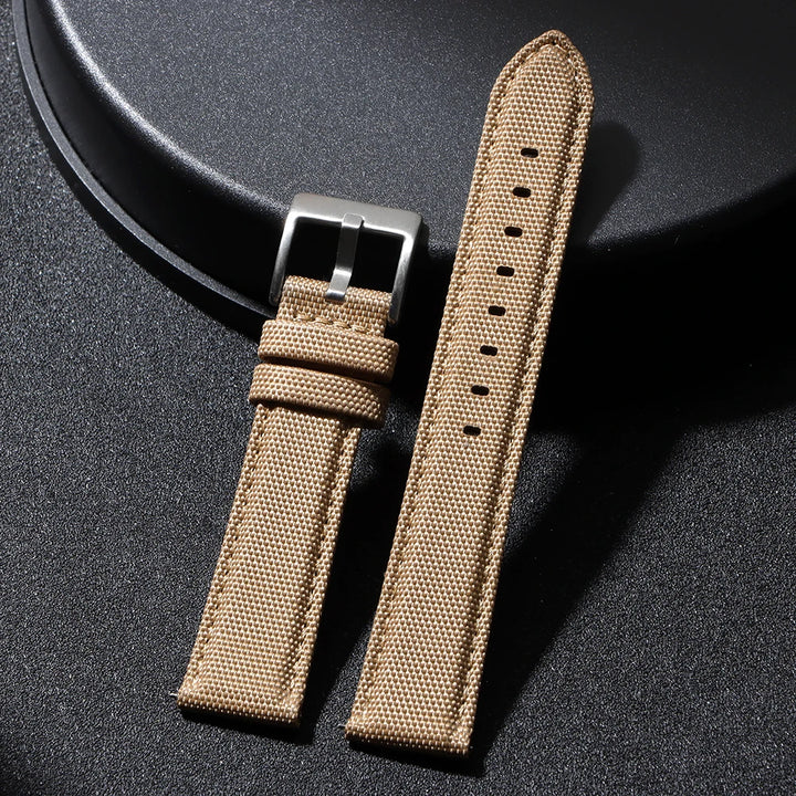 Nylon & Leather Hybrid Watch Strap (20/22mm, Quick Release)