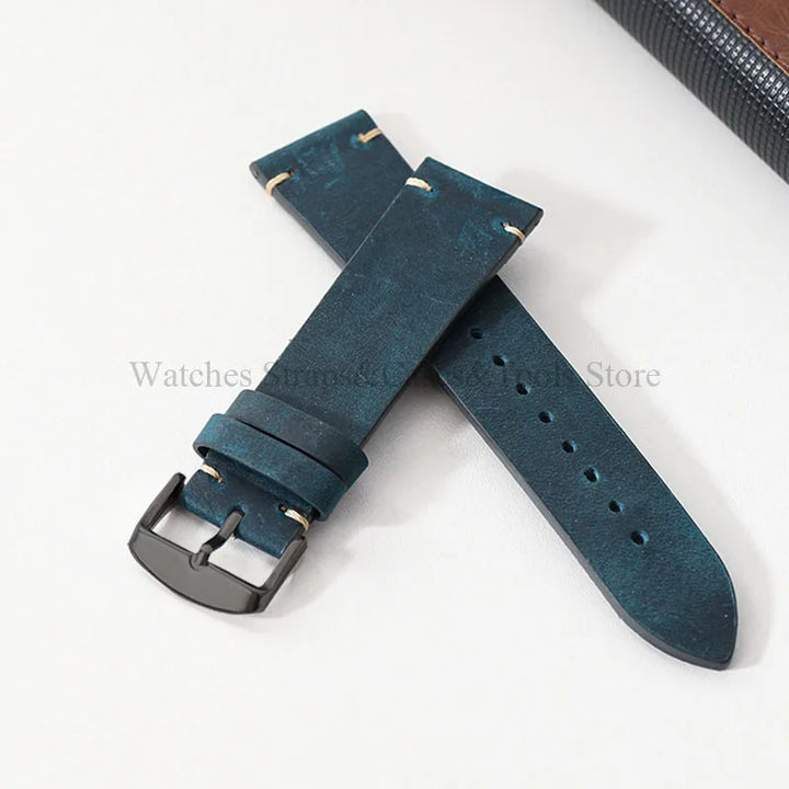 Crazy Horse Leather Retro Watchband 18mm 20mm 21mm 22mm for Seiko for Rolex Men Women Bracelet for Samsung Galaxy Watch 3/4/5/6