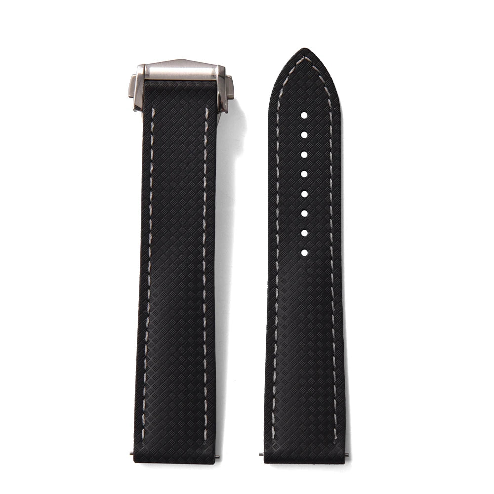 JUELONG Original Soft FKM Rubber Watch Strap 20mm 22mm Tropical Texture Perfect Fit Flat End Universal Quick Release Watch Strap