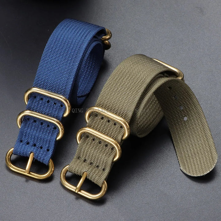 5-Ring Gold Buckle Nylon Watch Band