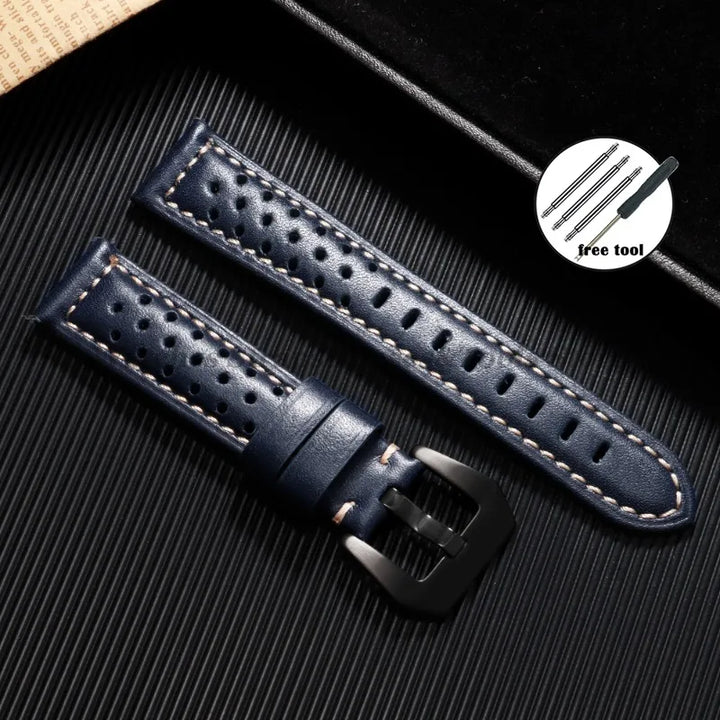 Handmade Cowhide Breathable Leather Watch Band 18mm 20mm 22mm 24mm 26mm for Panerai for Omega Men's Strap Watchband Accessories