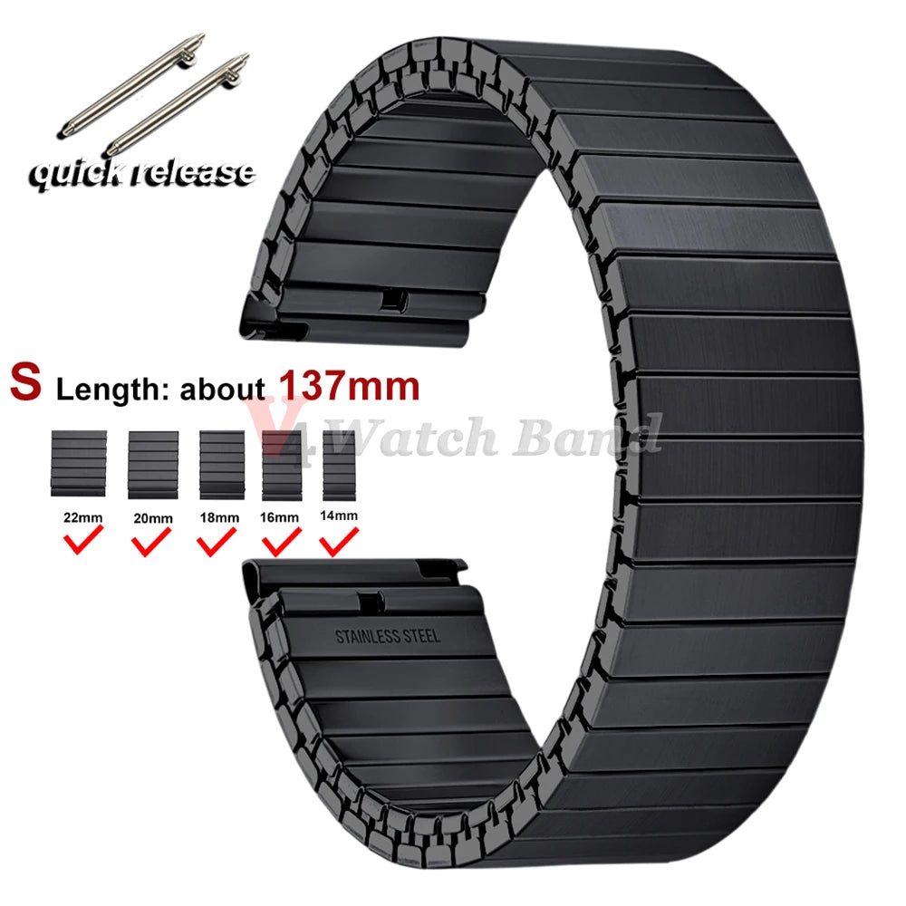 NEW Quick Release Stainless Steel Elastic Stretch Strap 14/16/18/20/22mm Watch Band Accessories Bracelet Metal Expansion Straps