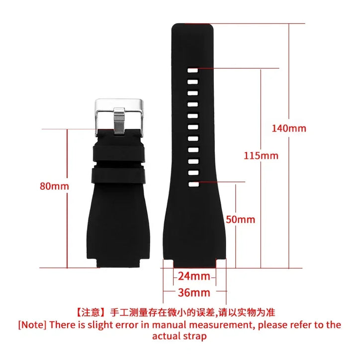 Bell & Ross BR01/BR03 Silicone Watch Strap – 24mm, Waterproof & Breathable