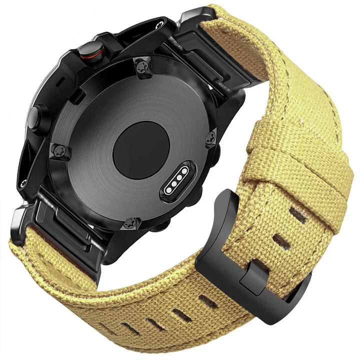 HEMSUT Canvas QuickFit Watch Strap – 20/22/26mm for Garmin fēnix, Tactix, Forerunner, MARQ