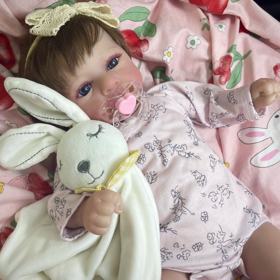 45 cm Felicia Reborn Baby Doll – Realistic Vinyl with Hand‑Rooted Hair & Open Blue Eyes