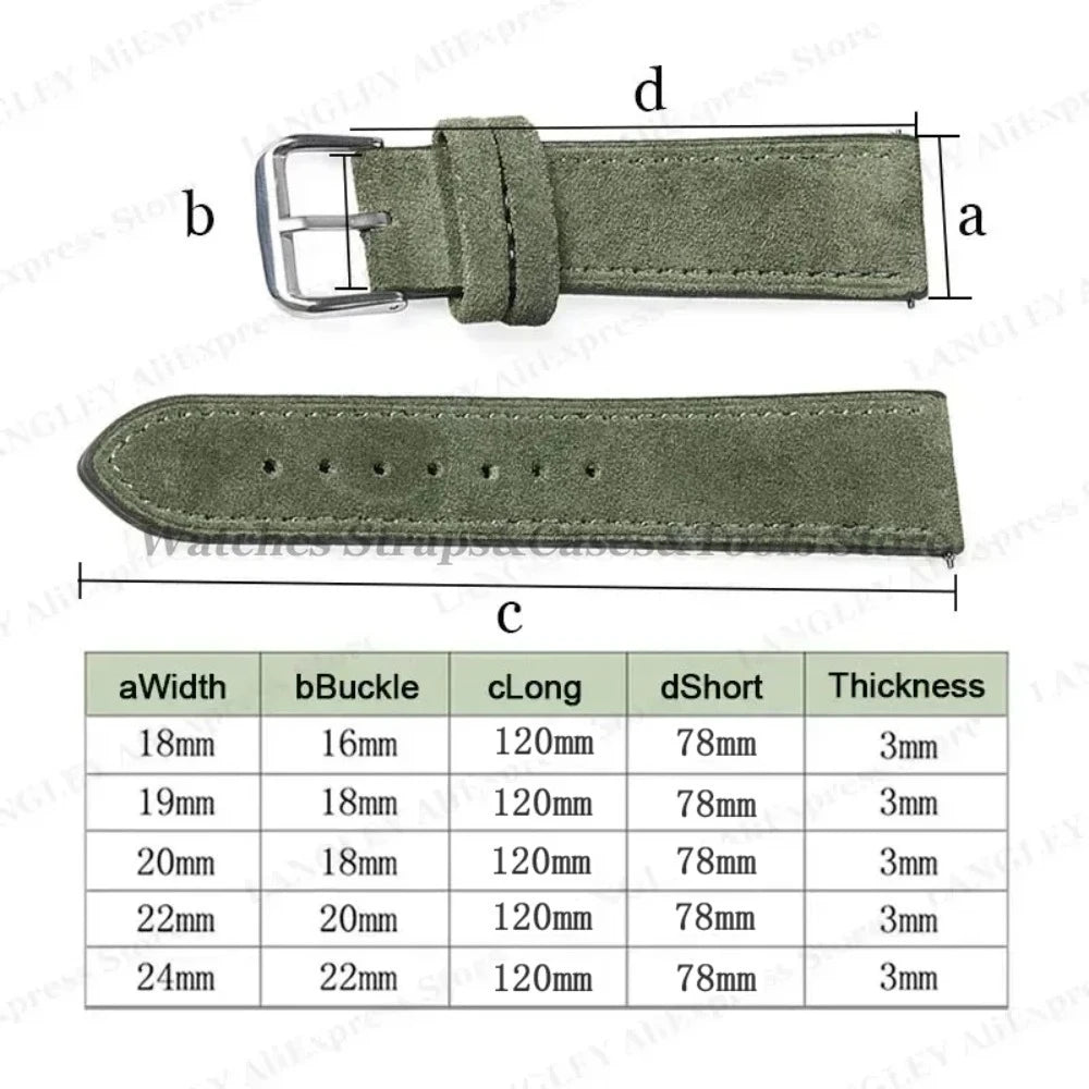 Suede Leather Watch Strap – 18–24mm for Seiko & Huawei GT Series
