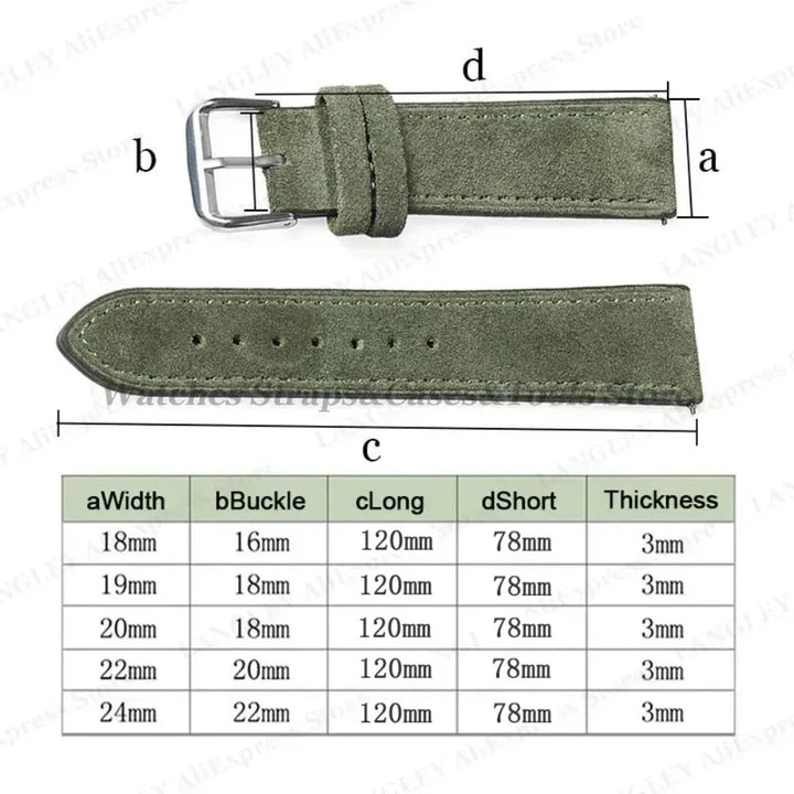 Vintage Suede Leather Watch Strap – 18/20/22mm, Quick Release