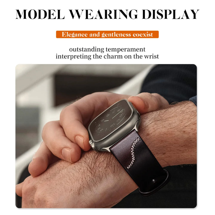 Luxury Bicolor Leather Strap For Apple Watch, Ultra3 49mm, Series11, 10, 46mm, 42mm, 45mm, 44mm, 41mm, 40mm, Handmade Watch Band