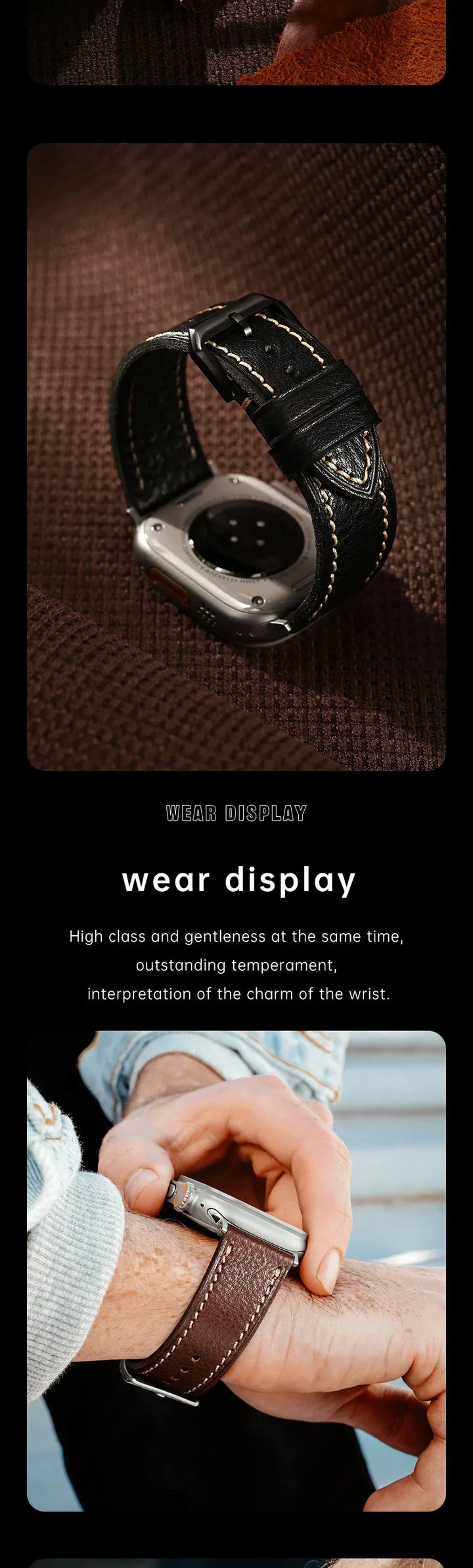 2023New Apple Watch Strap Ultra 2 49mm Series 9 8 7 6 SE 45mm 44mm 41mm 40mm Vegetable Calf Leather Bands For Apple Watch