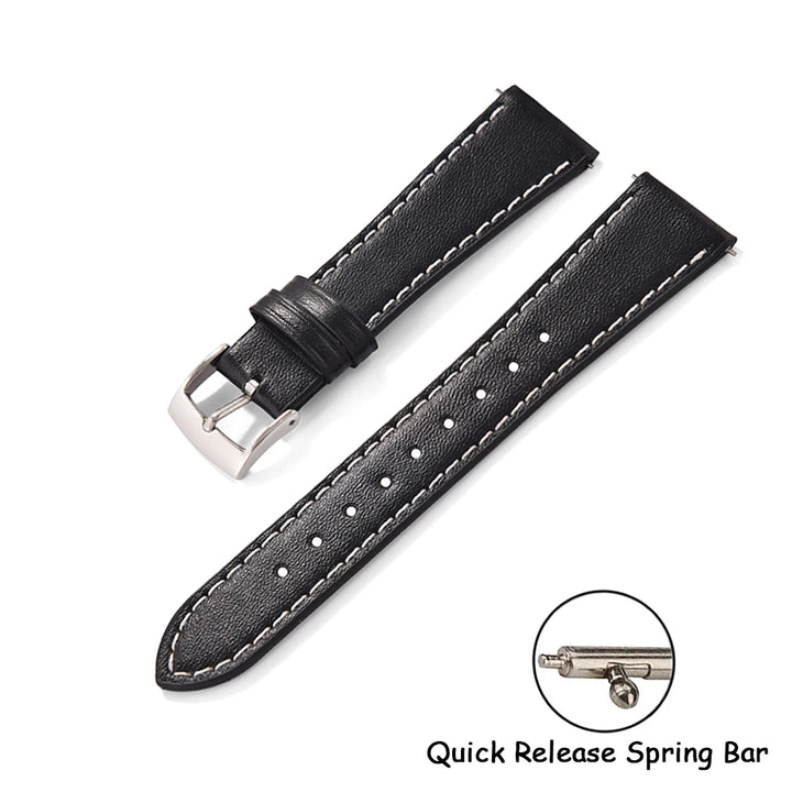 Ultra-Thin Quick Release Leather Watch Strap (20-22mm)