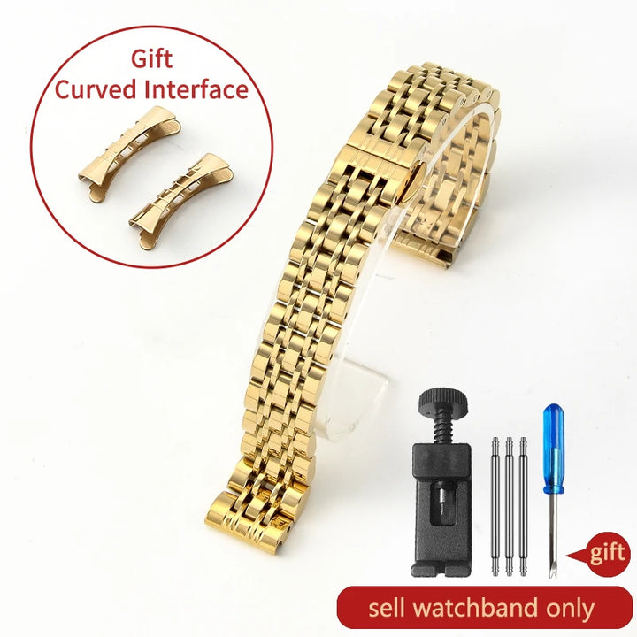 Stainless Steel Watch Strap for Tissot – 14–20mm, Silver & Rose Gold