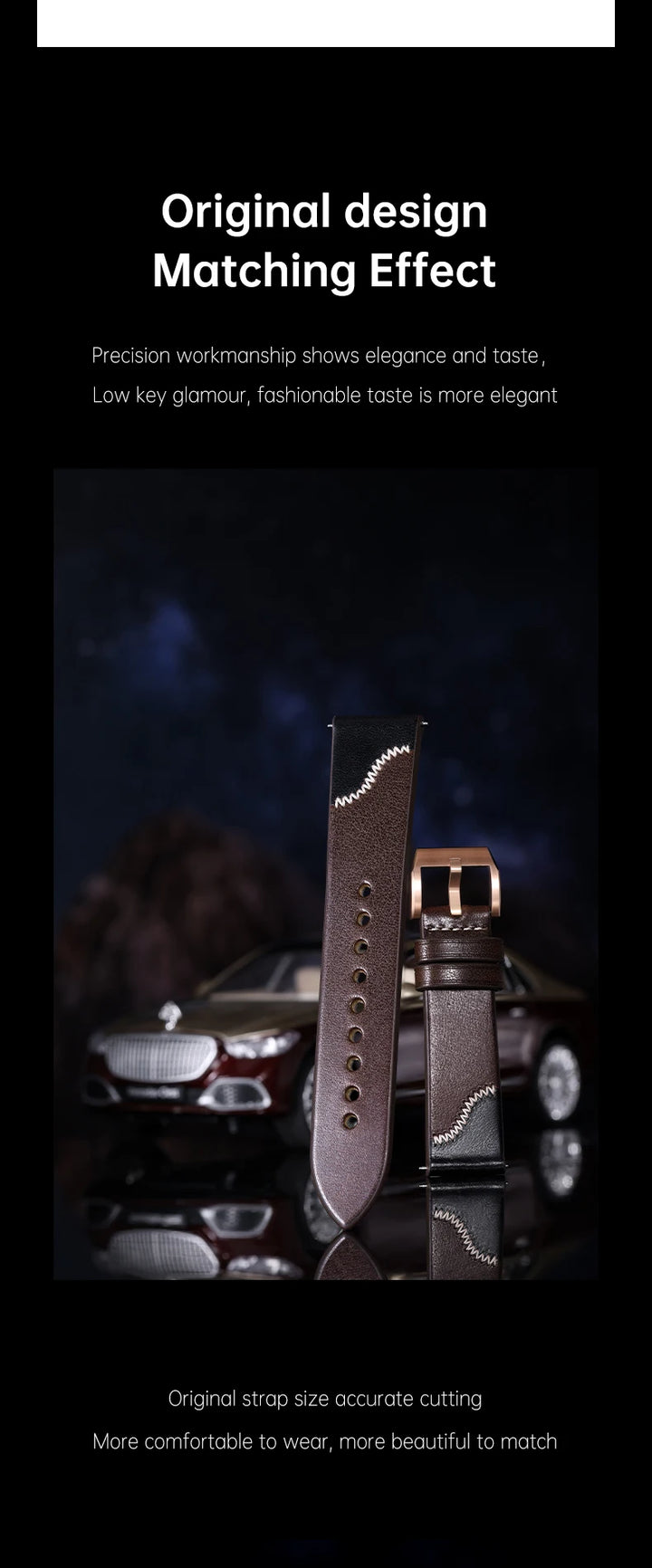 Maikes Luxury Design Bicolor Watch Strap Quick Release With Rose Gold Buckle Handmade Stitching Full Grain Leather Watch Strap