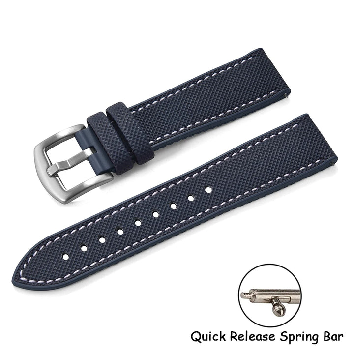 Qucik Release FKM Rubber Strap 18/20/22/24mm Sailcloth Leather Watch Bands Waterproof Nylon Bracelet For Omega Tissot IWC Seiko