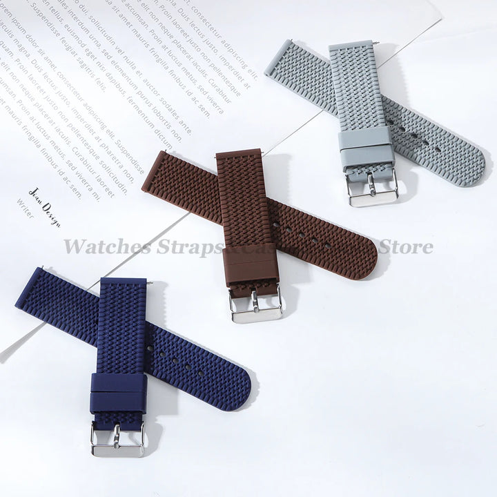 Soft Silicone Rubber Watch Band 18–24mm for Omega & Huawei (Quick