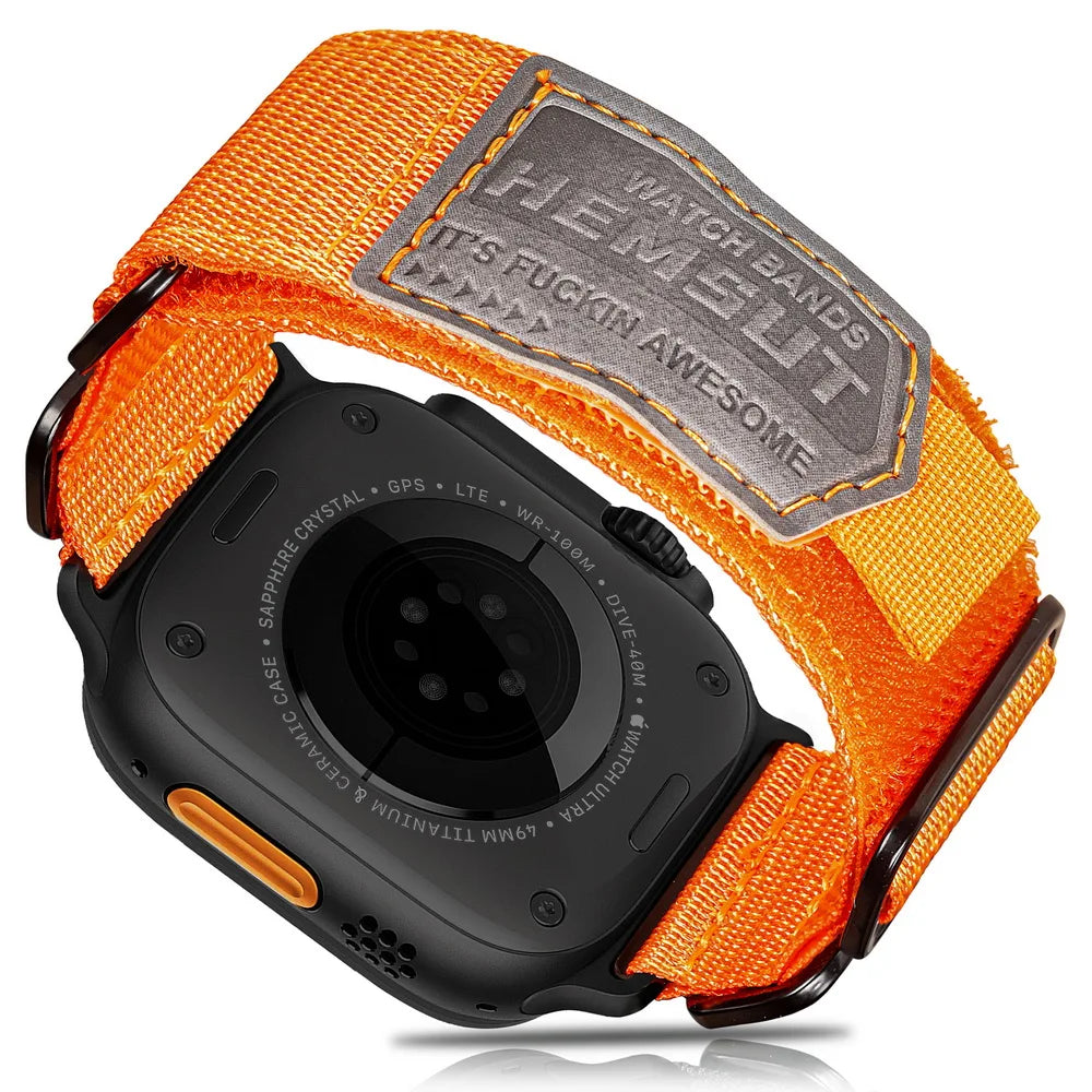 HEMSUT Straps For Apple Watch Series 9 8 7 SE Campaigns Nylon Watch bands Ultra 49 38 40 41 42 44 45MM Compatible With Iwatch SE